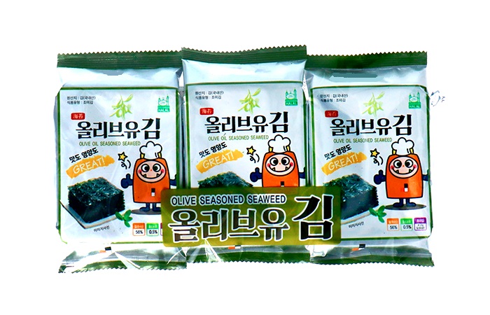 Snack coreano di alghe tostate con olio di oliva 3pz. x 4.2g.
